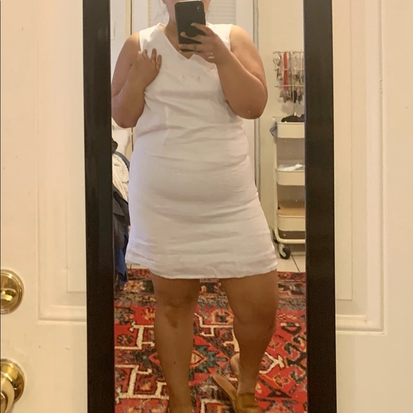 Bloomingdale’s: Vintage White Linen Mini Dress with Lining and Zipper (size 12) - Picture 5 of 5